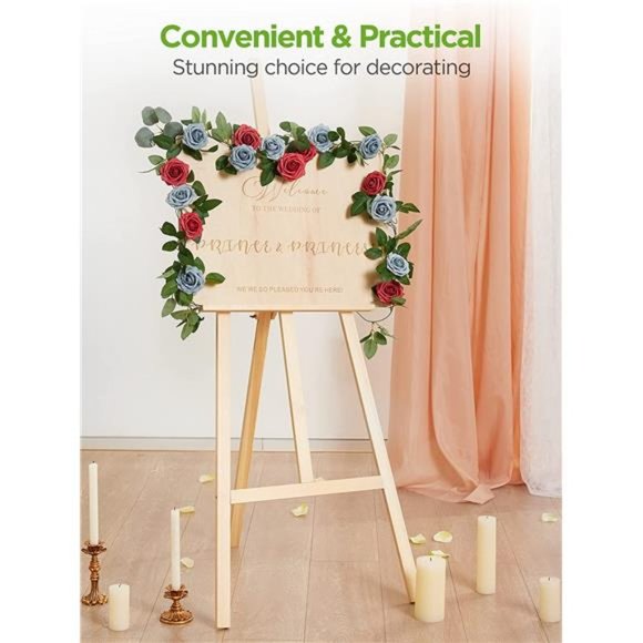 Artificial Flowers, 50 Pcs Faux Flowers Fake Flowers Dark Red Roses - Picture 6 of 7